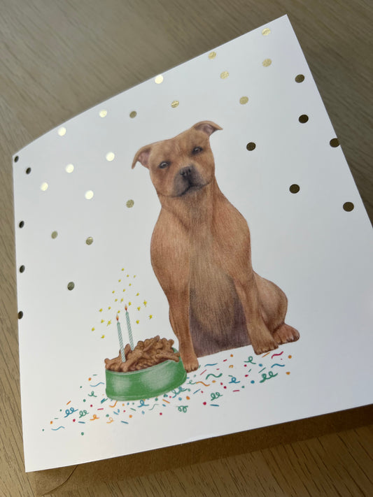 Staffy Tan Birthday Greetings Card