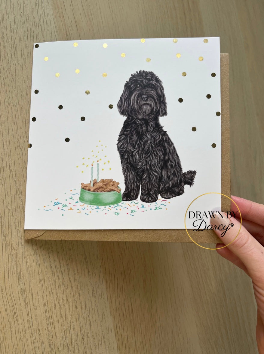 Cockapoo Black Birthday Greetings Card