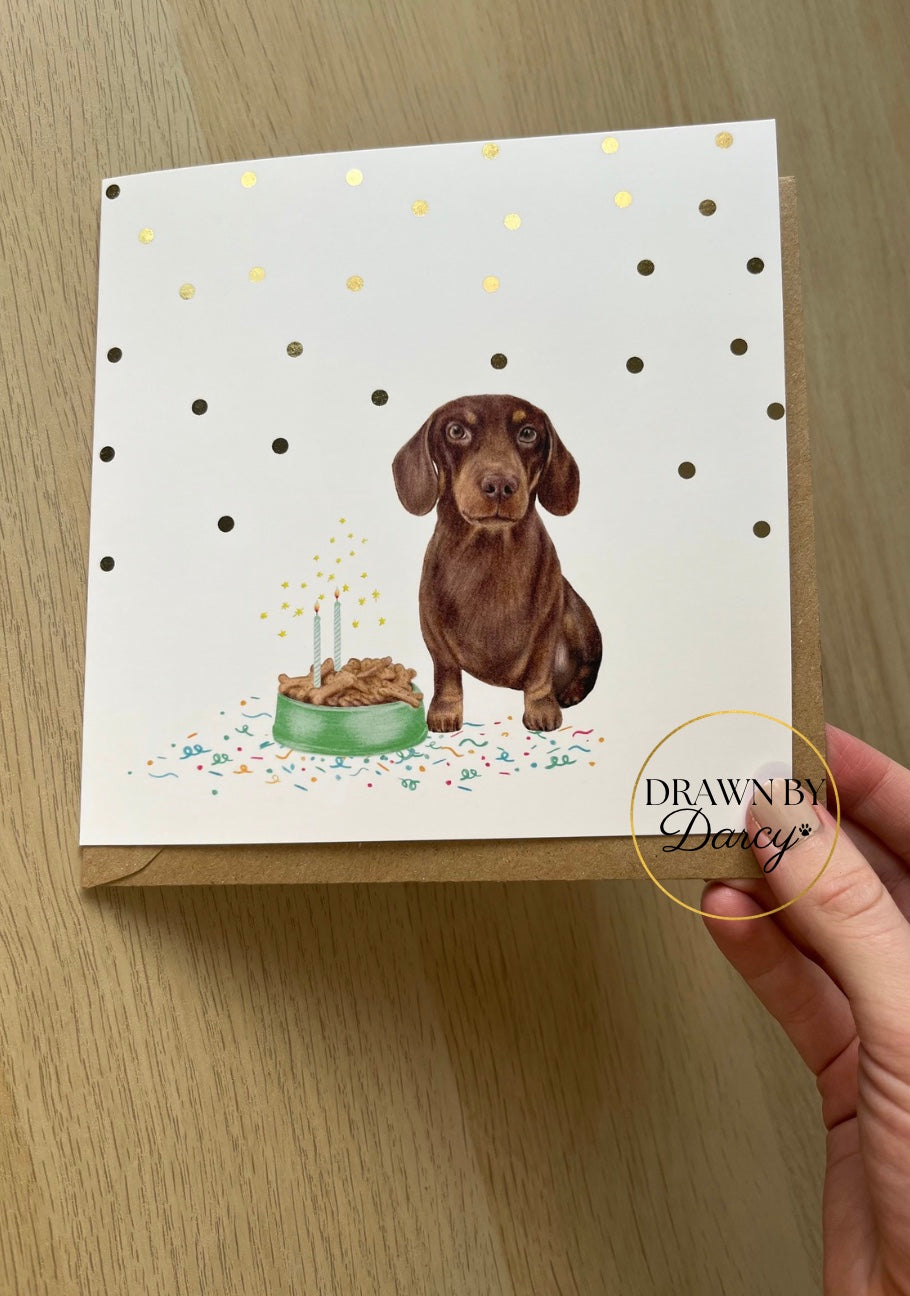 Miniature Dachshund Chocolate and Tan Birthday Greetings Card