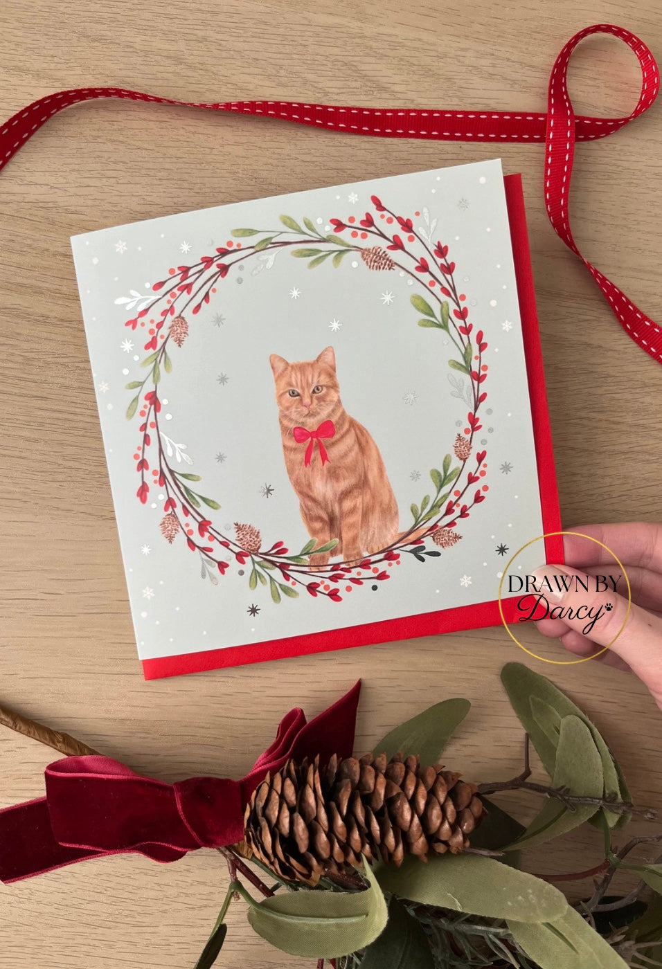 Ginger Cat Christmas Greetings Card