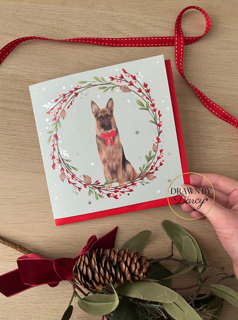 German Shepherd Christmas Greetings Card