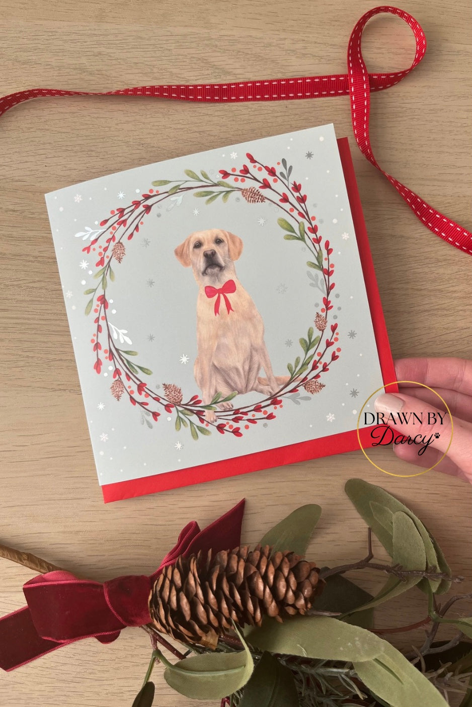 Labrador Yellow Christmas Greetings Card