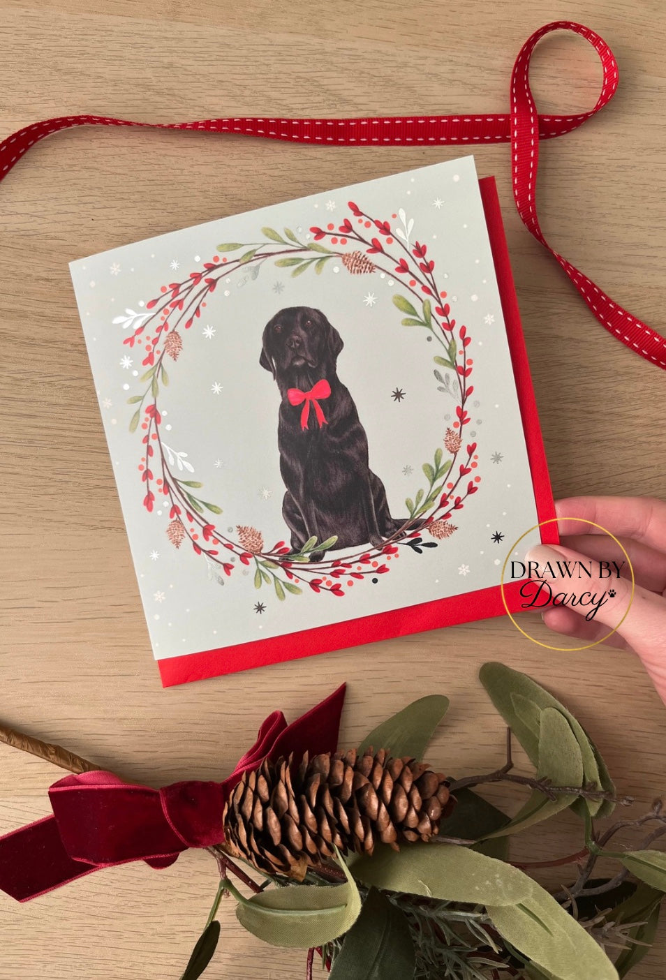 Labrador Black Christmas Greetings Card