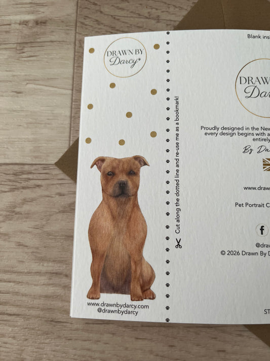 NEW! Staffy Tan Birthday Greetings Card