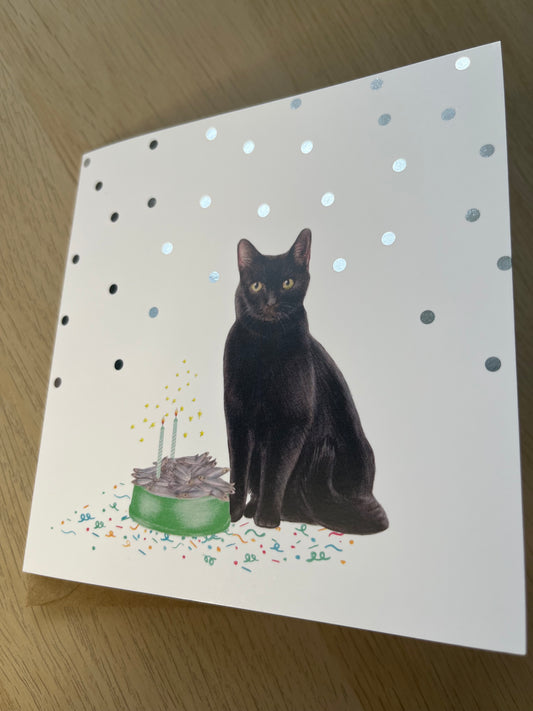 Black Cat Birthday Greetings Card