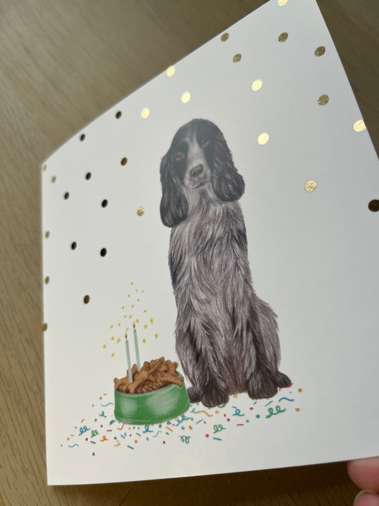 Cocker Spaniel Blue Roan Birthday Greetings Card