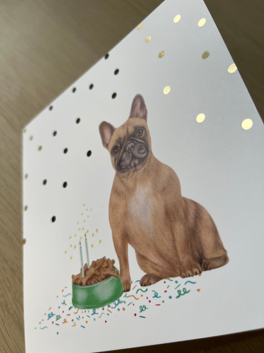 French Bulldog Fawn Birthday Greetings Card