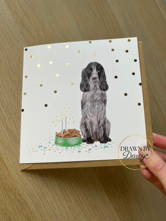 Cocker Spaniel Blue Roan Birthday Greetings Card