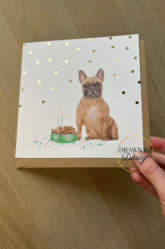 French Bulldog Fawn Birthday Greetings Card