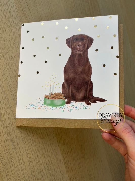 Labrador Chocolate Birthday Greetings Card