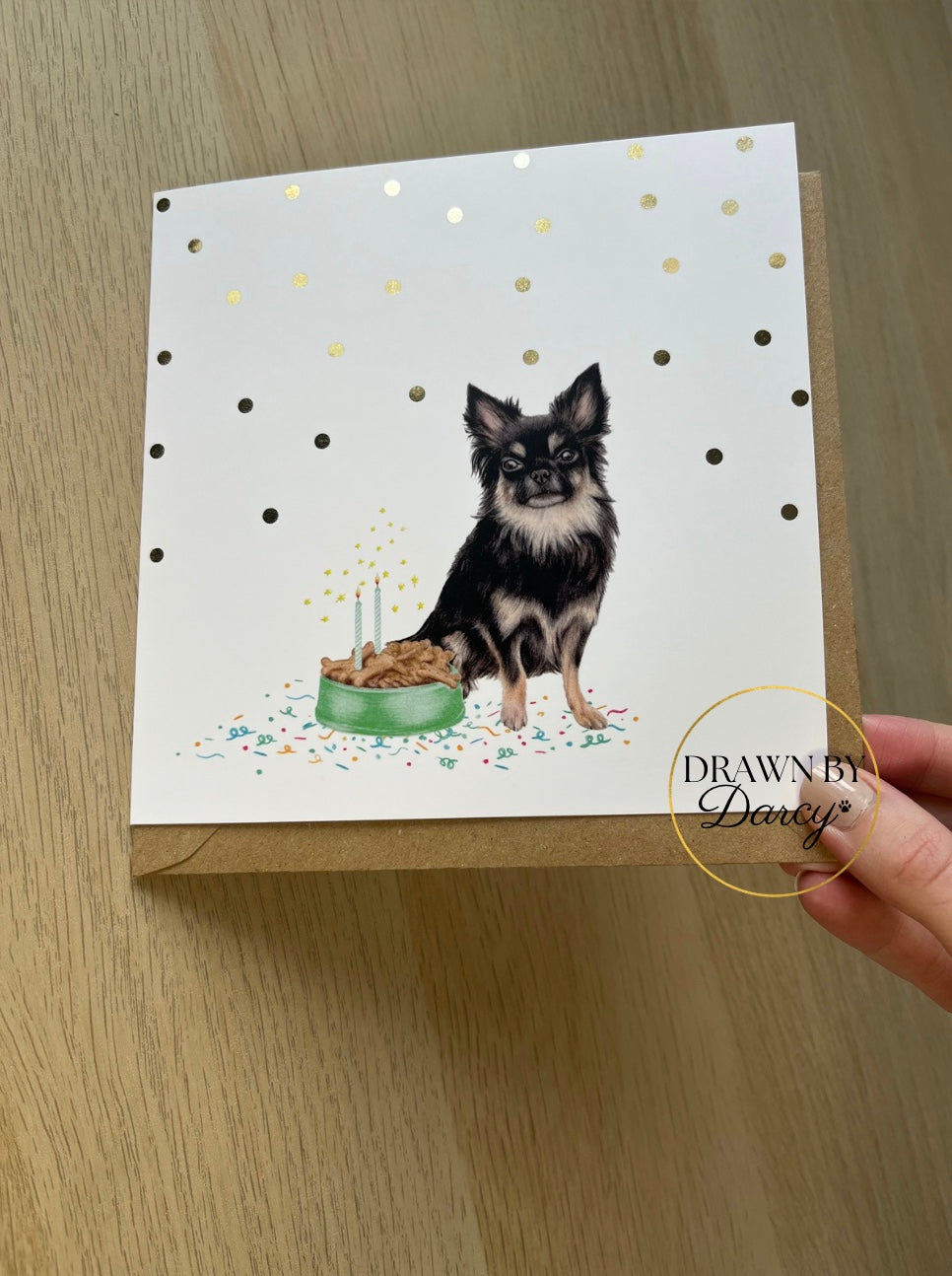 Long Haired Chihuahua Birthday Greetings Card