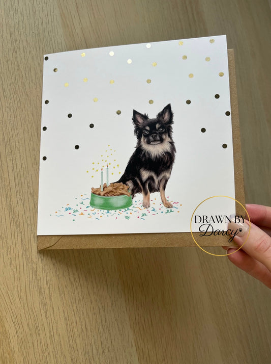 Long Haired Chihuahua Birthday Greetings Card