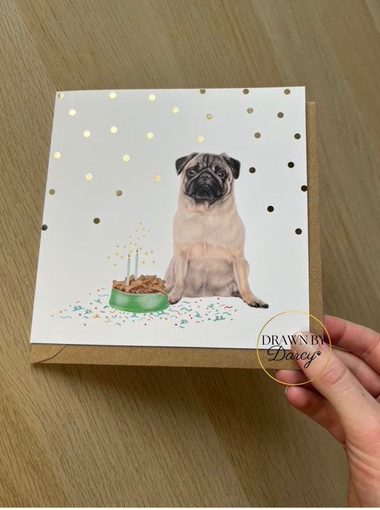 Pug Birthday Greetings Card