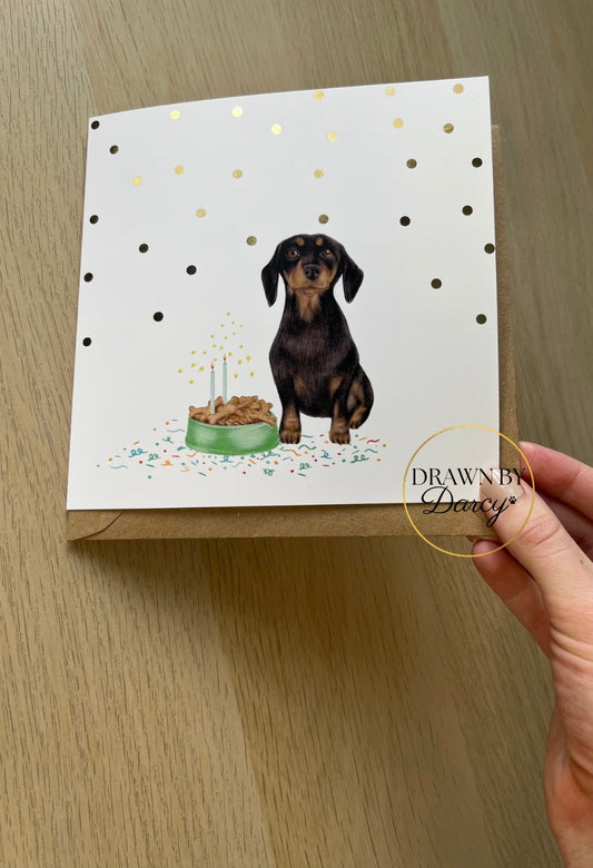 Miniature Dachshund Black and Tan Birthday Greetings Card