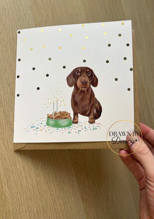Miniature Dachshund Chocolate and Tan Birthday Greetings Card