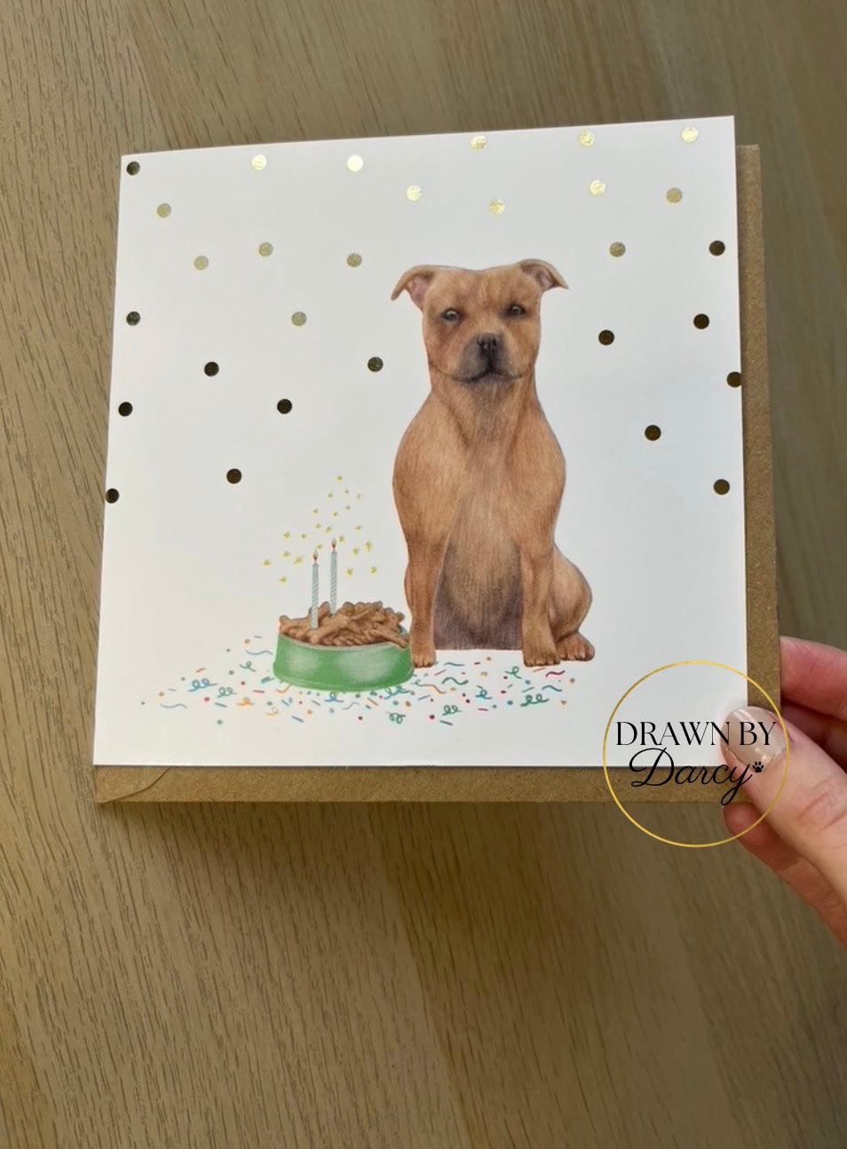 Staffy Tan Birthday Greetings Card