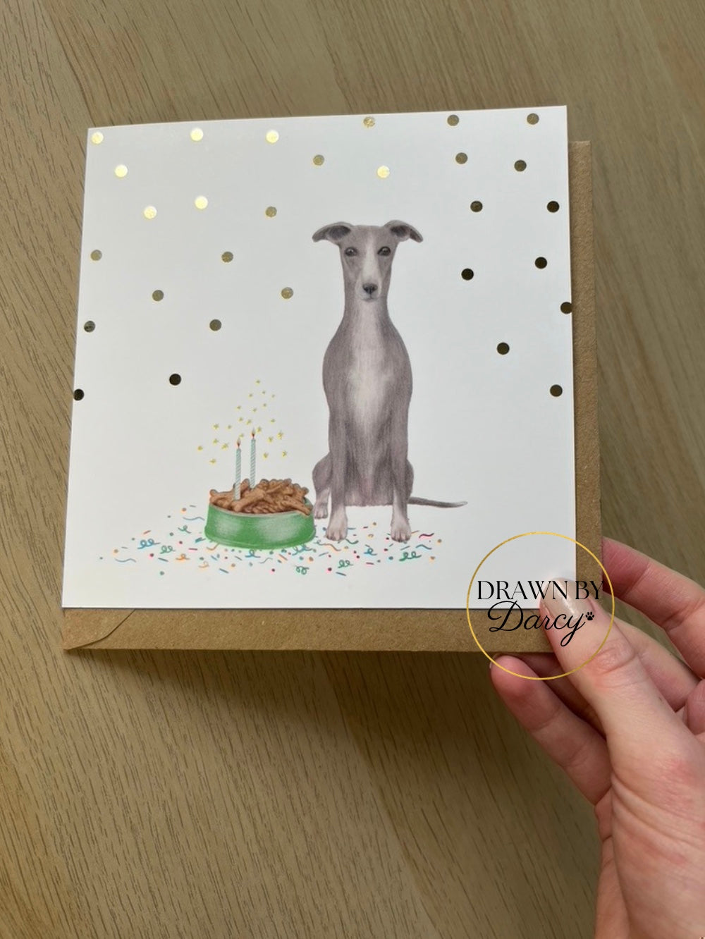 Whippet Birthday Greetings Card