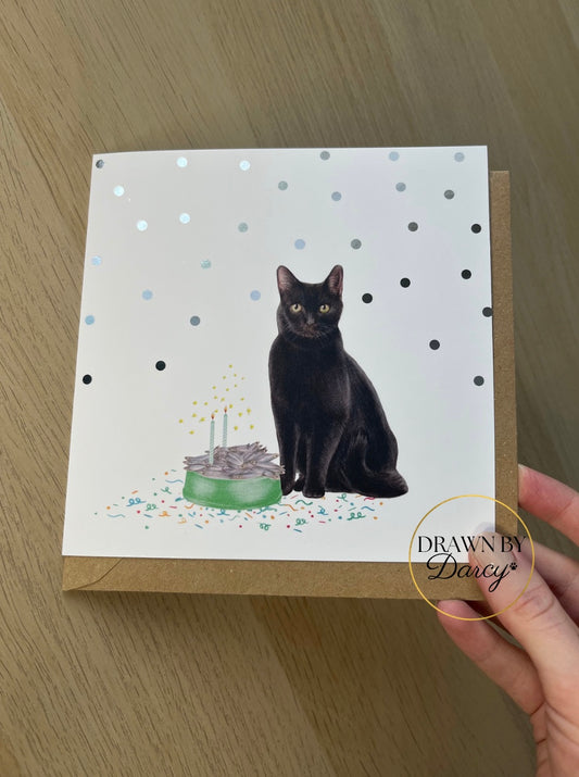 Black Cat Birthday Greetings Card