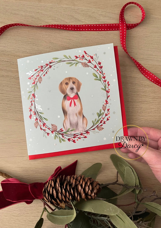 Beagle Tricolour Christmas Greetings Card