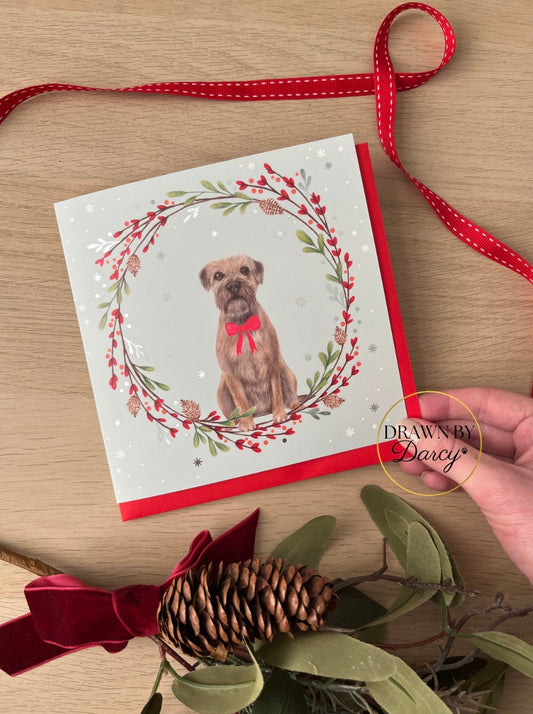 Border Terrier Christmas Greetings Card