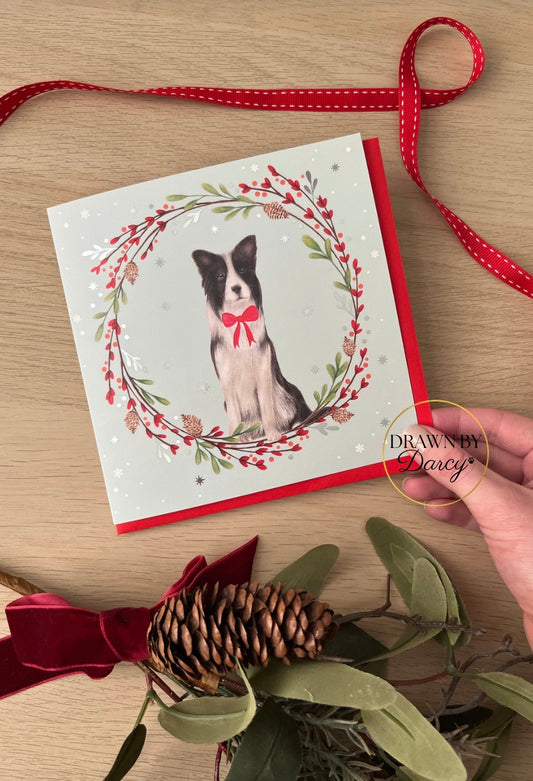 Border Collie Christmas Greetings Card