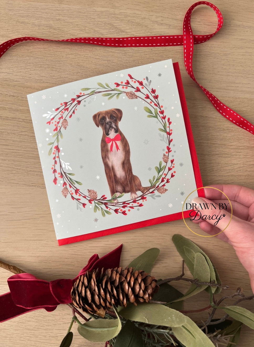 Boxer Christmas Greetings Card