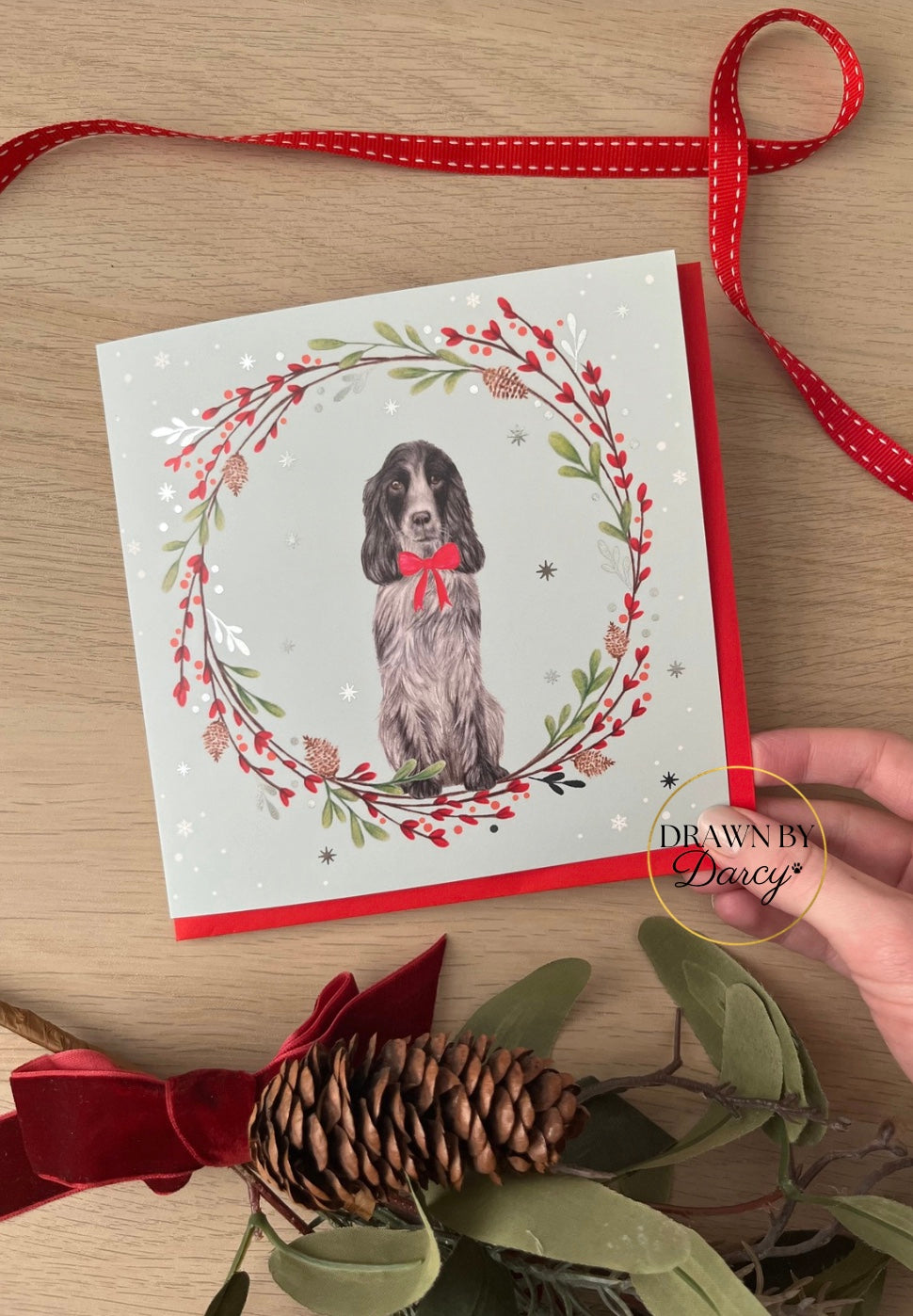 Cocker Spaniel Blue Roan Christmas Greetings Card