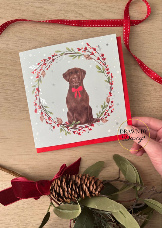 Labrador Chocolate Christmas Greetings Card