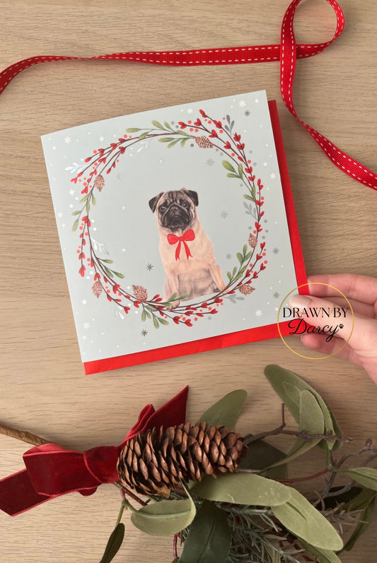Pug Christmas Greetings Card