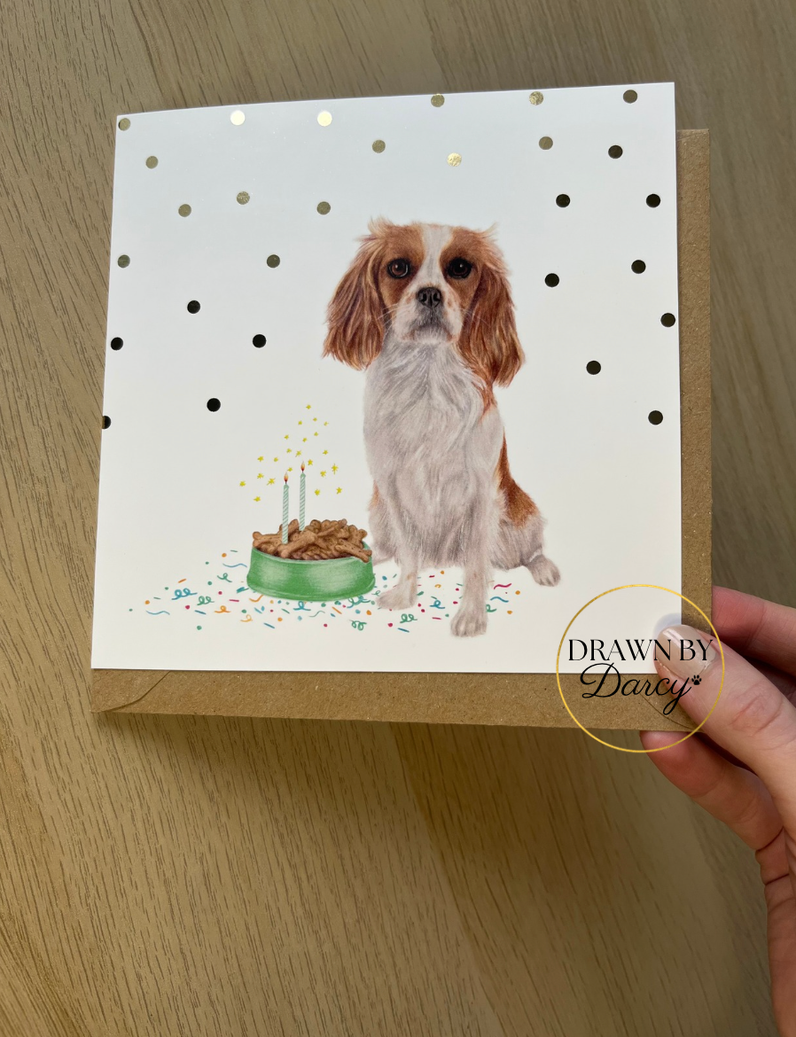 Cavalier King Charles Tan & White Birthday Greetings Card