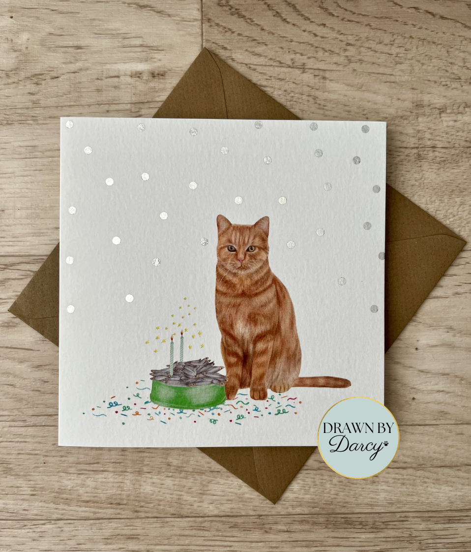 NEW! Ginger Cat Birthday Greetings Card