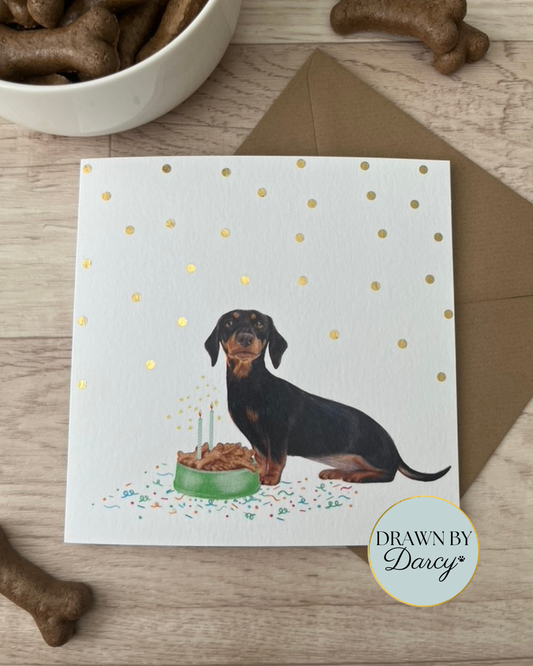 NEW! Miniature Dachshund Black and Tan Birthday Greetings Card