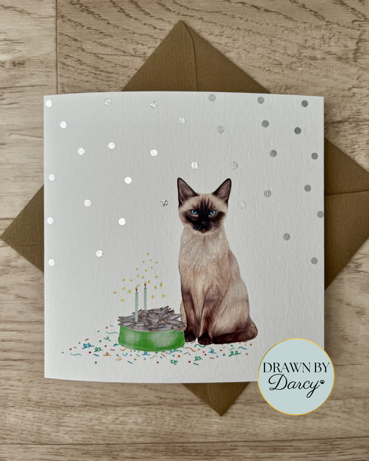 NEW! Siamese Cat Birthday Greetings Card