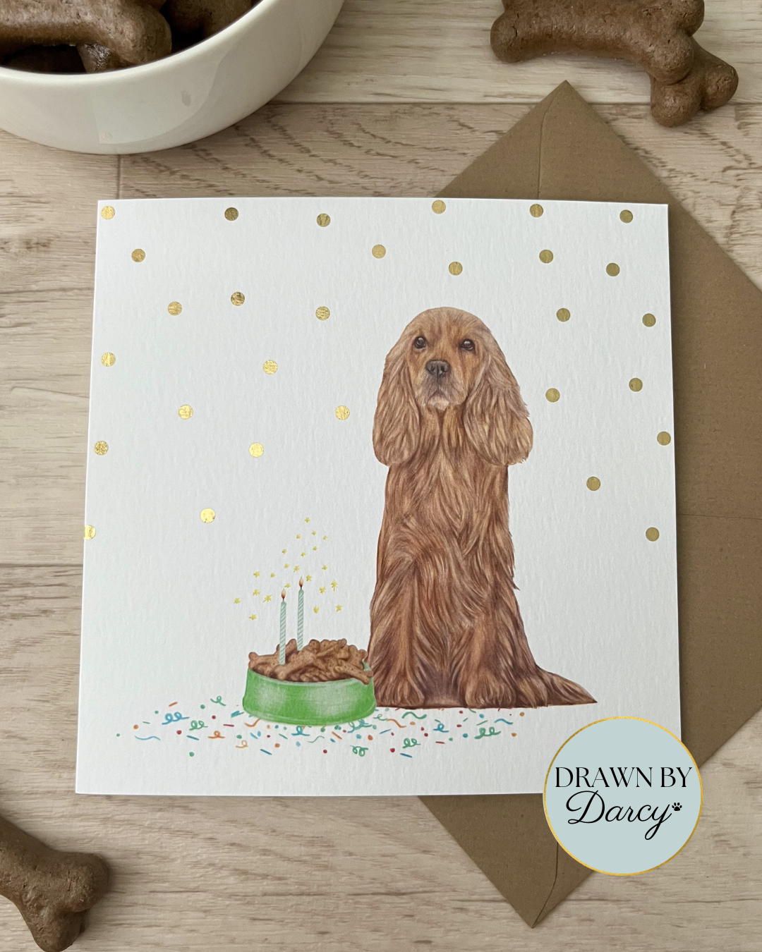 NEW! Cocker Spaniel Golden Birthday Greetings Card