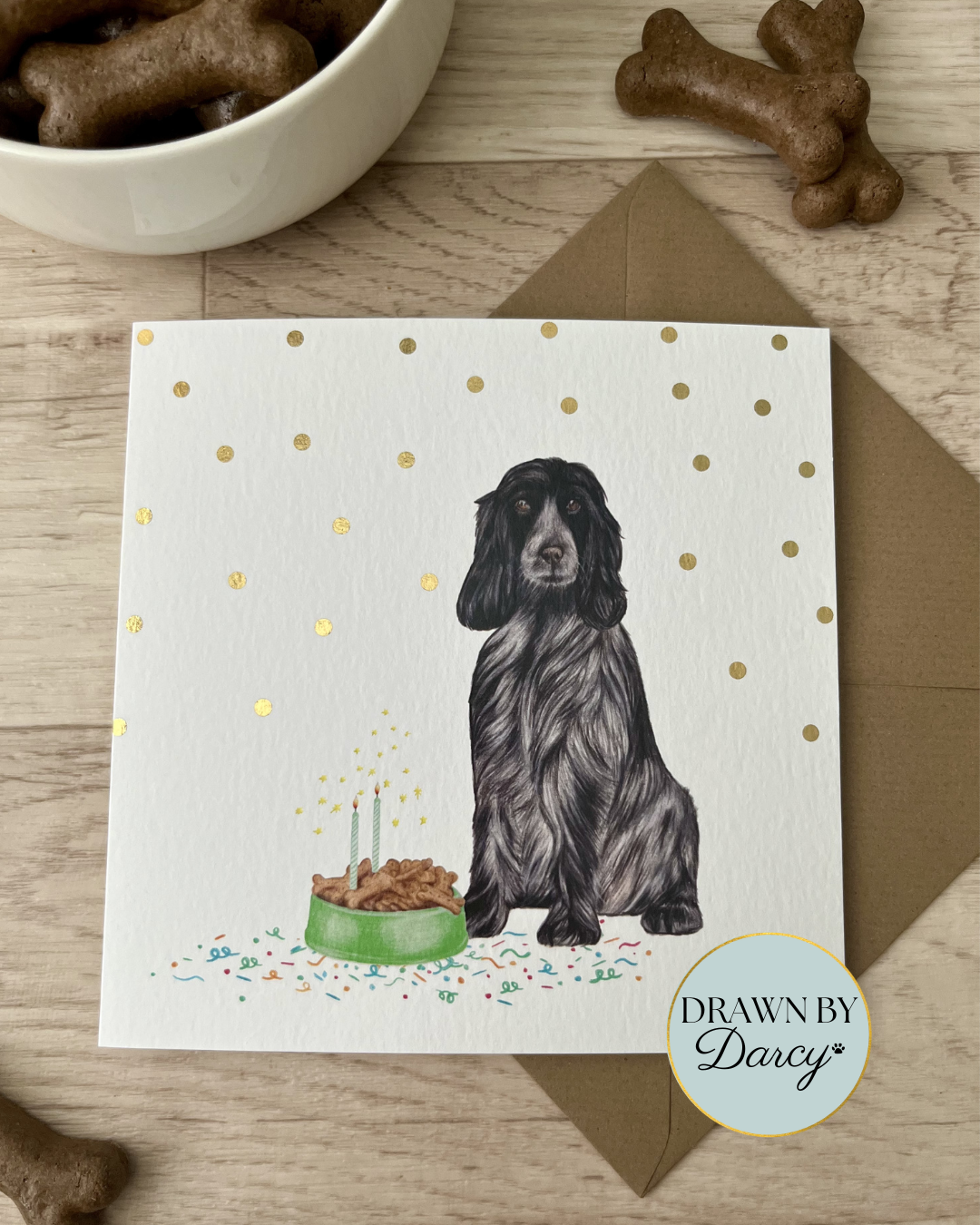 NEW! Cocker Spaniel Blue Roan Birthday Greetings Card