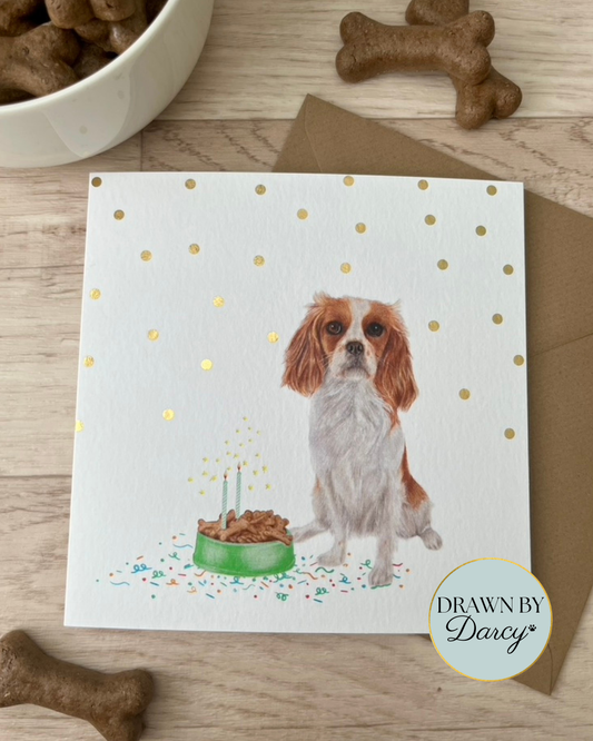 NEW! Cavalier King Charles Tan & White Birthday Greetings Card