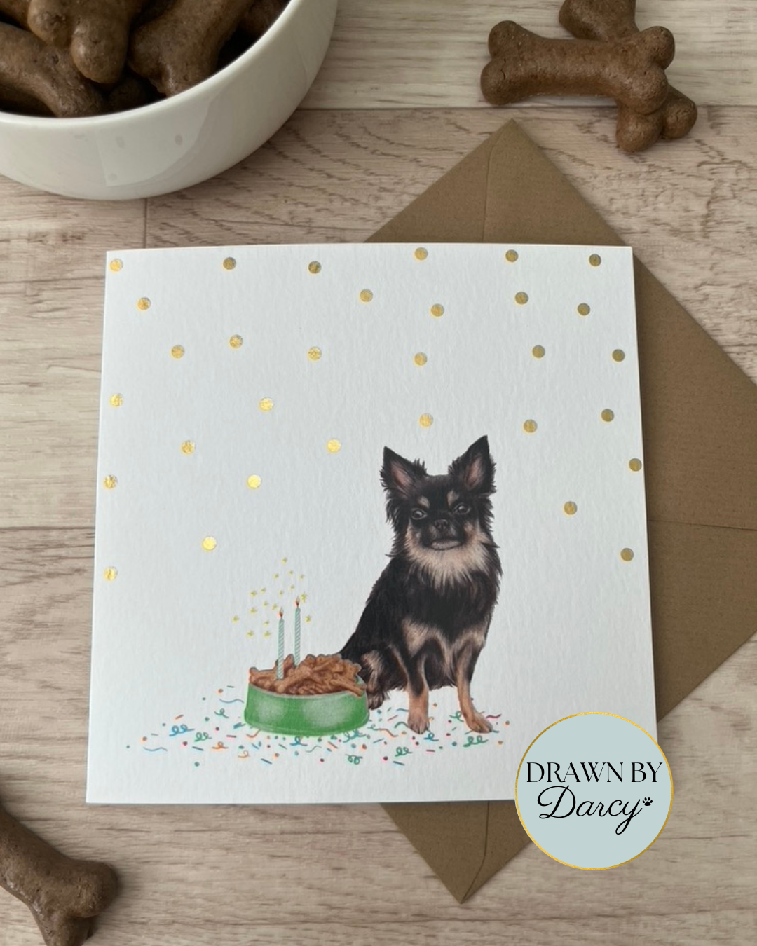 NEW! Long Haired Chihuahua Birthday Greetings Card