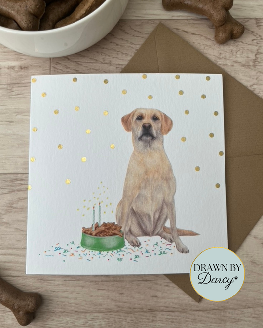 New! Labrador Yellow Birthday Greetings Card