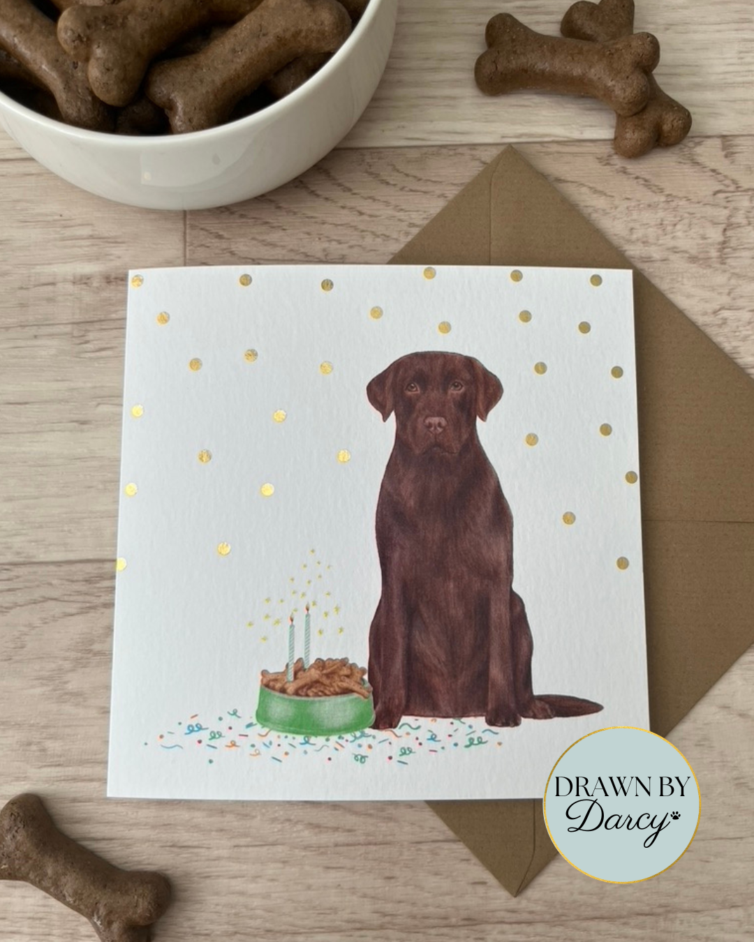 NEW! Labrador Chocolate Birthday Greetings Card