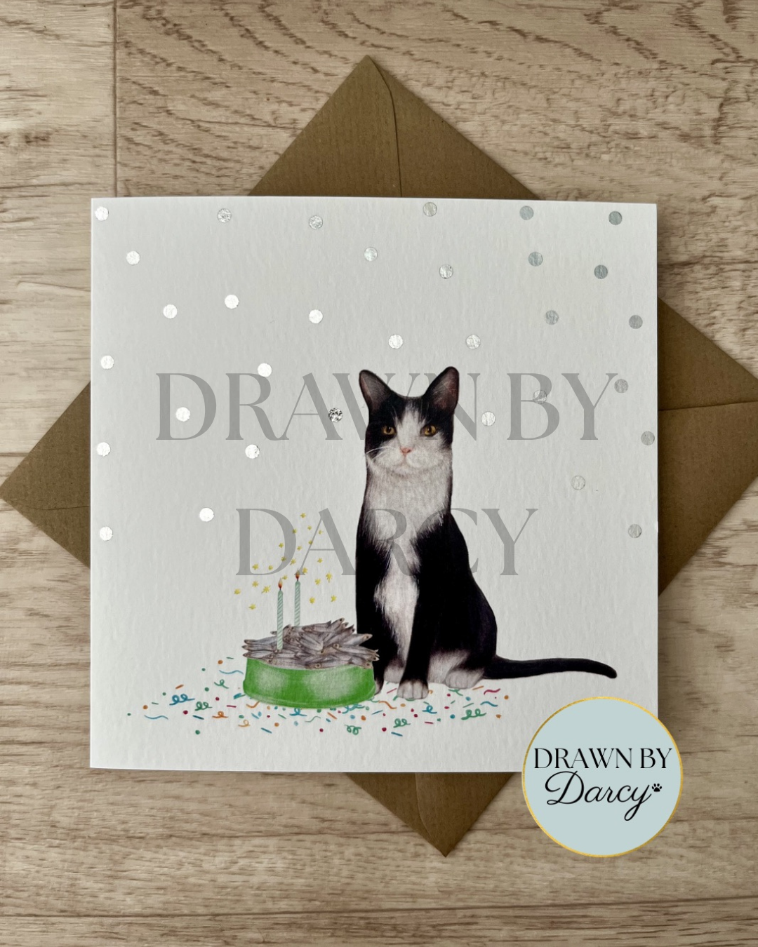 Black and White Cat Birthday Greetings Card CBW-BDAY02
