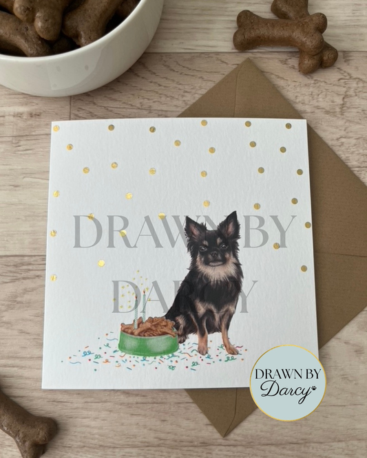 NEW! Long Haired Chihuahua Birthday Greetings Card
