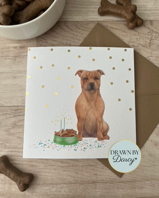 NEW! Staffy Tan Birthday Greetings Card