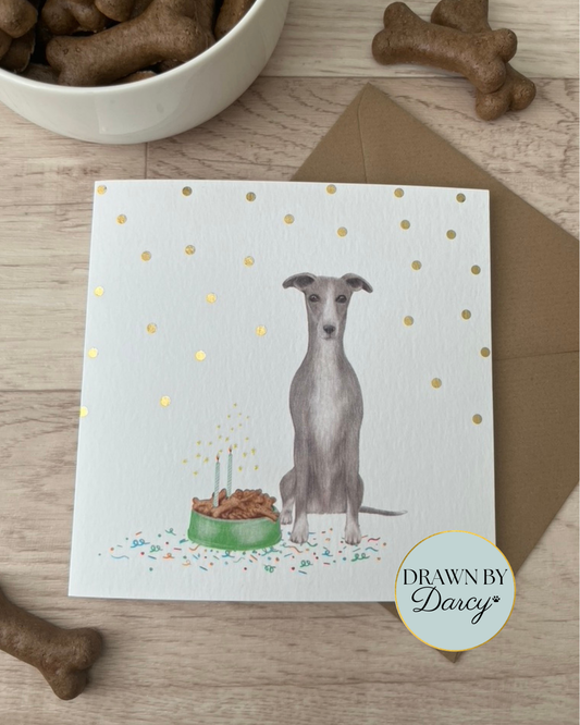 NEW! Whippet Birthday Greetings Card